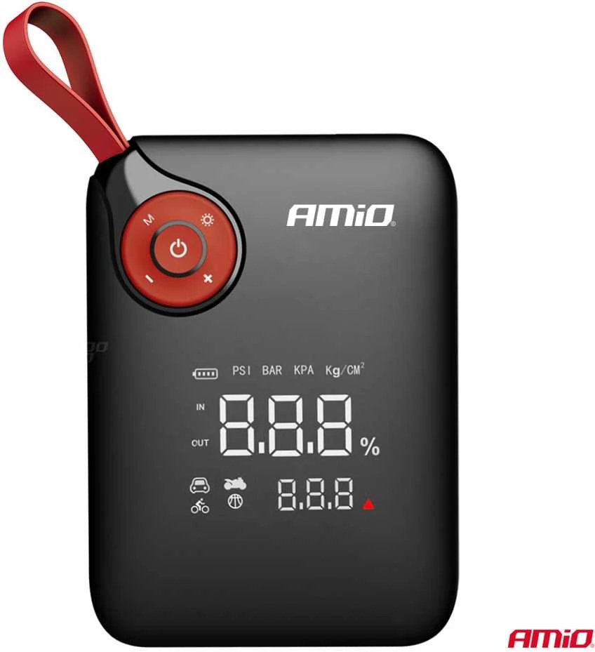Mini 4in1 Automobilinis užvedimo įrenginys/LED/kompresorius/Powerbank 12V 7,2Ah 600A PRO AMIO-04675