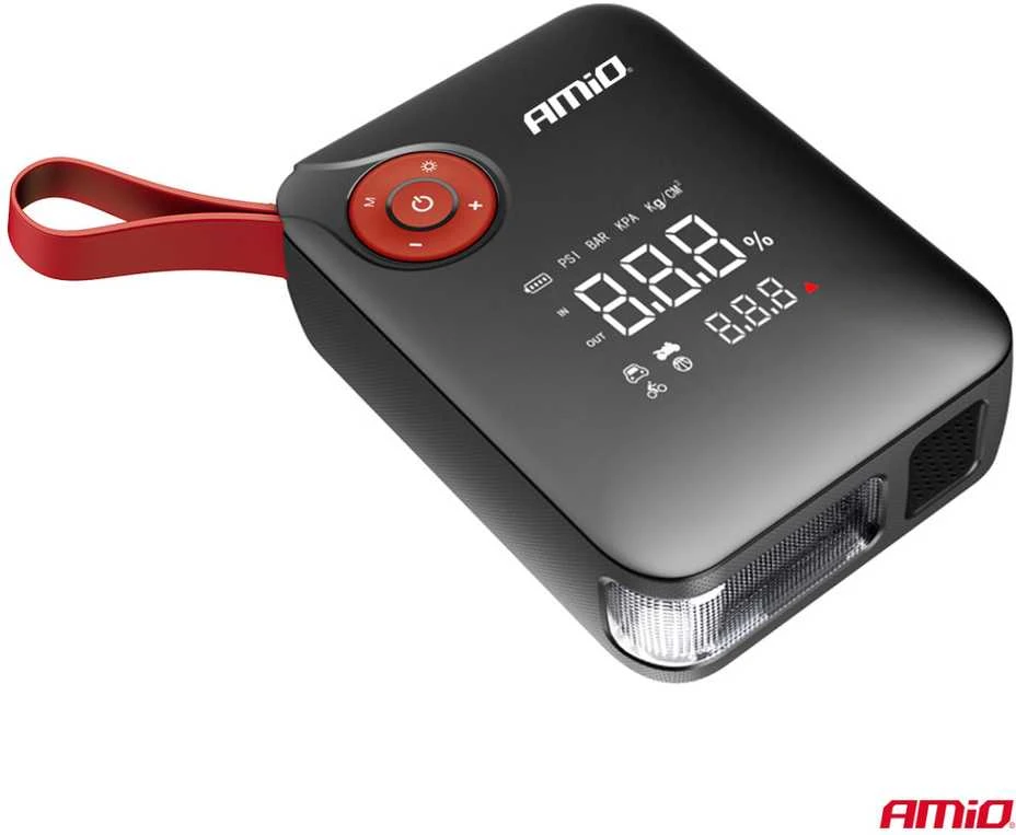 Mini 4in1 Automobilinis užvedimo įrenginys/LED/kompresorius/Powerbank 12V 7,2Ah 600A PRO AMIO-04675