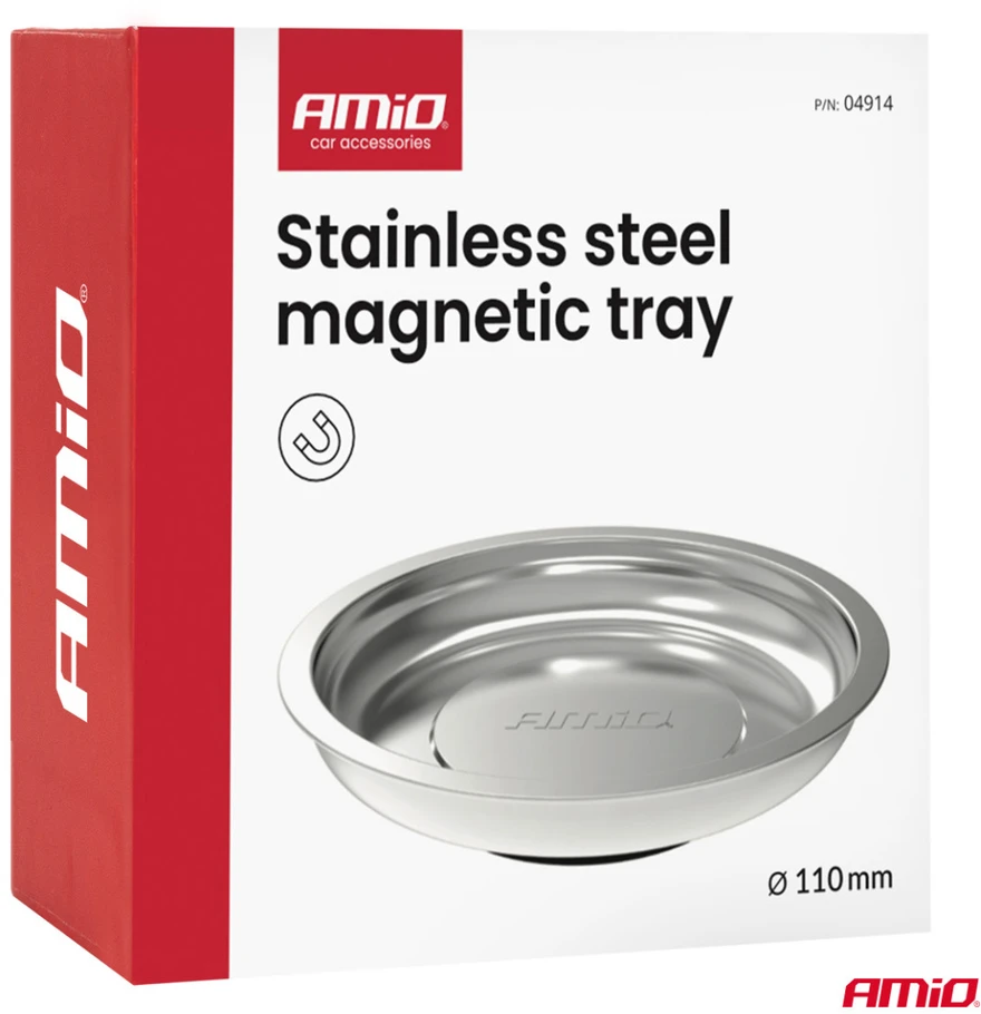 Nerūdijančio plieno magnetinis padėklas, 110 mm AMIO-04914