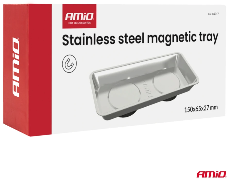 Nerūdijančio plieno magnetinis padėklas 150×65×27 mm AMIO-04917