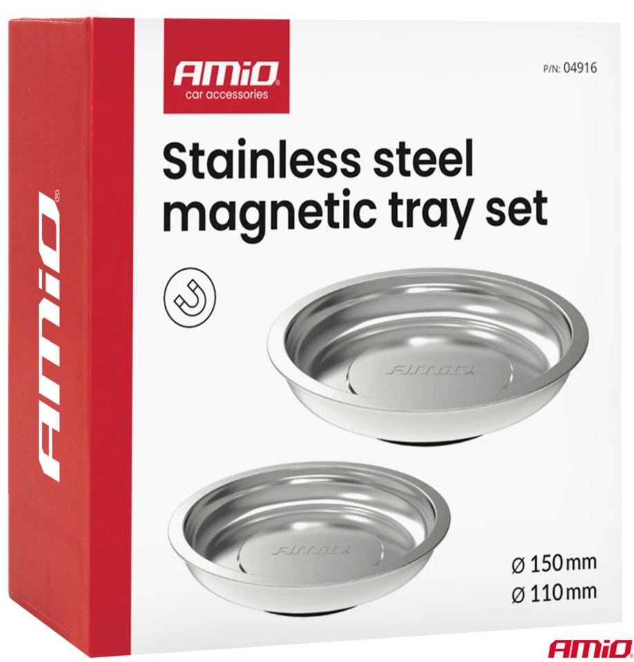 Nerūdijančio plieno magnetinių padėklų rinkinys, 110 ir 150 mm AMIO-04916