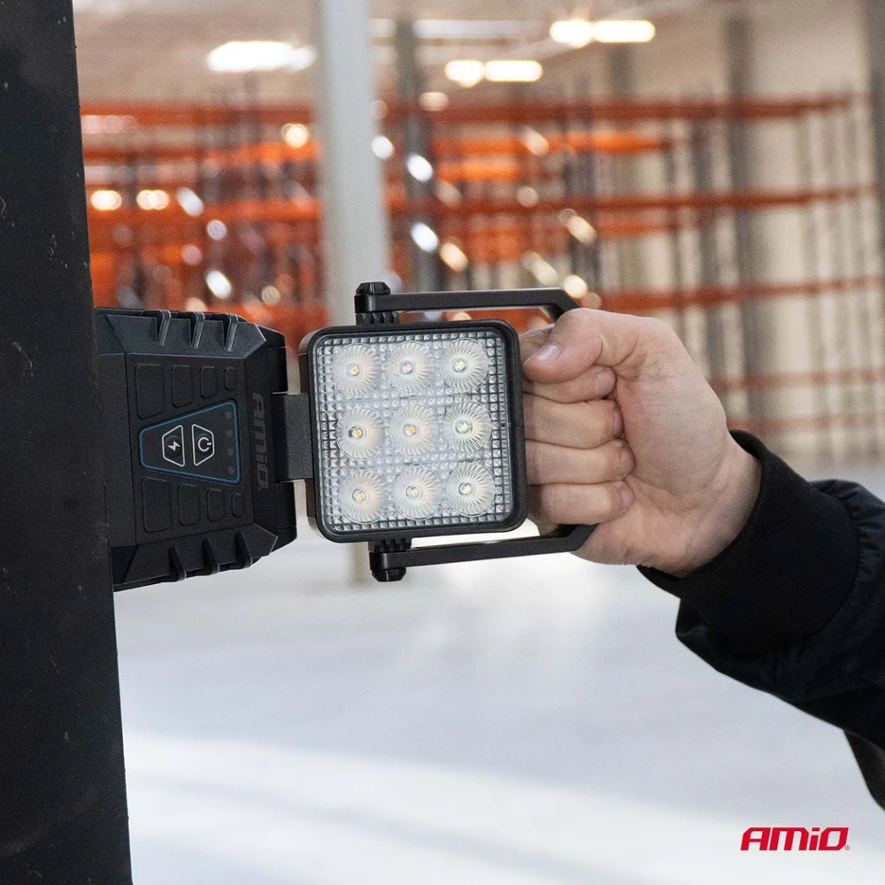 Nešiojama LED darbo ir įspėjamoji lempa 15W (BATT) AMIO-04865
