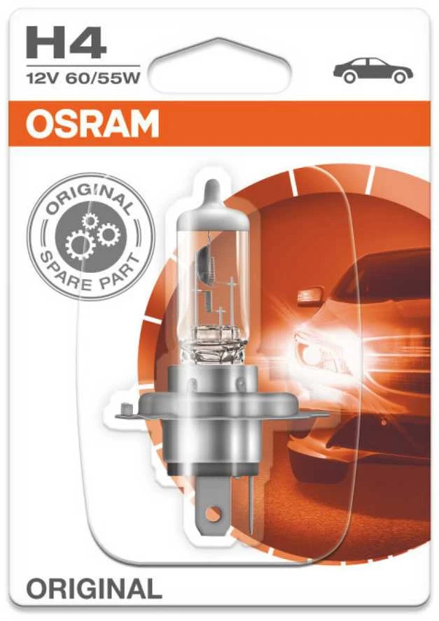 OSRAM H4 12V 60/55W automobilinė lemputė pakuotėje
