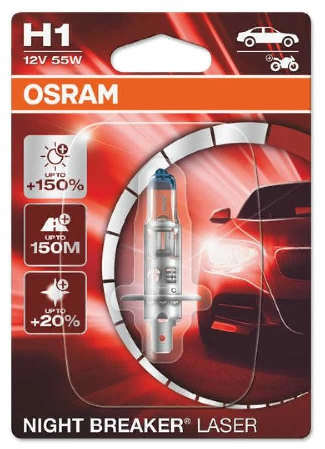 OSRAM Automobilinė lemputė NIGHT BREAKER LASER +150% H1 55W 12V P14.5S 1vnt