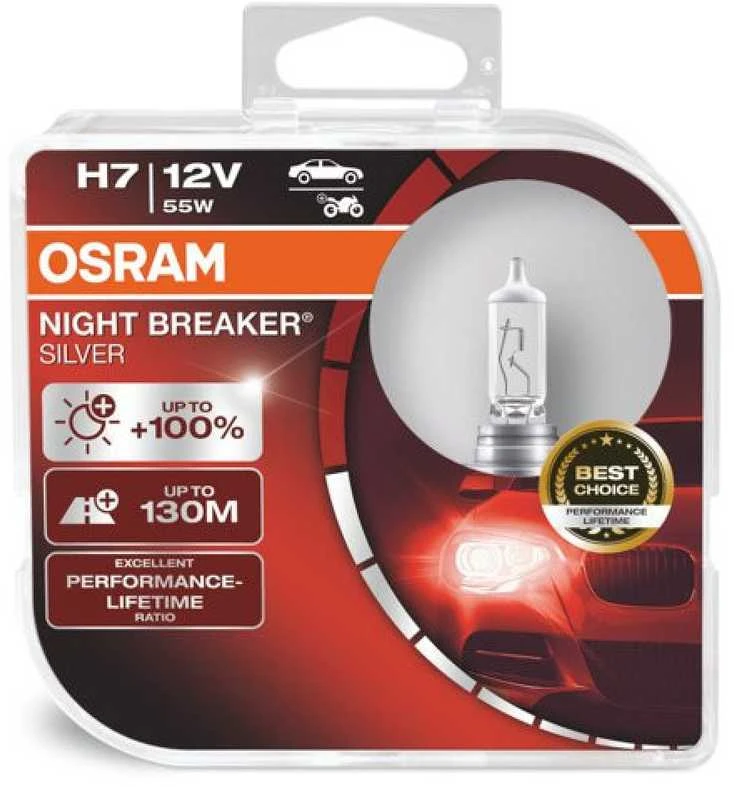 OSRAM Night Breaker Silver H7 lemputės pakuotėje