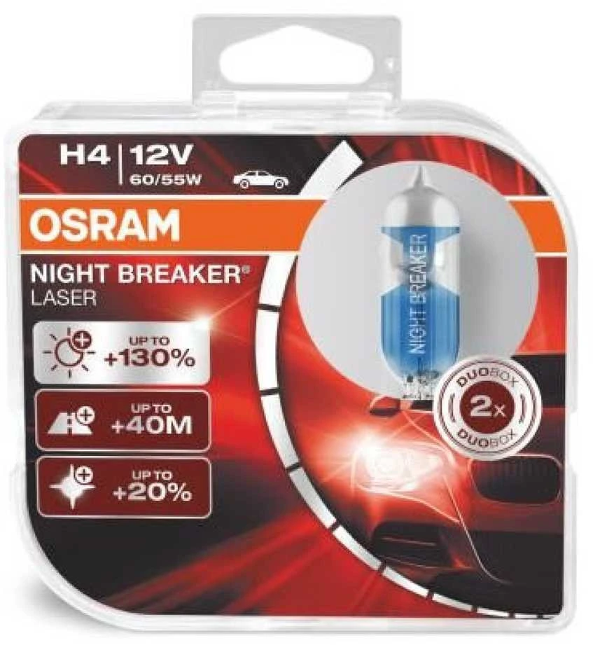 OSRAM Automobilinės lemputės Night Breaker lazerinis H4 60/55W 12V P43T, 2vnt