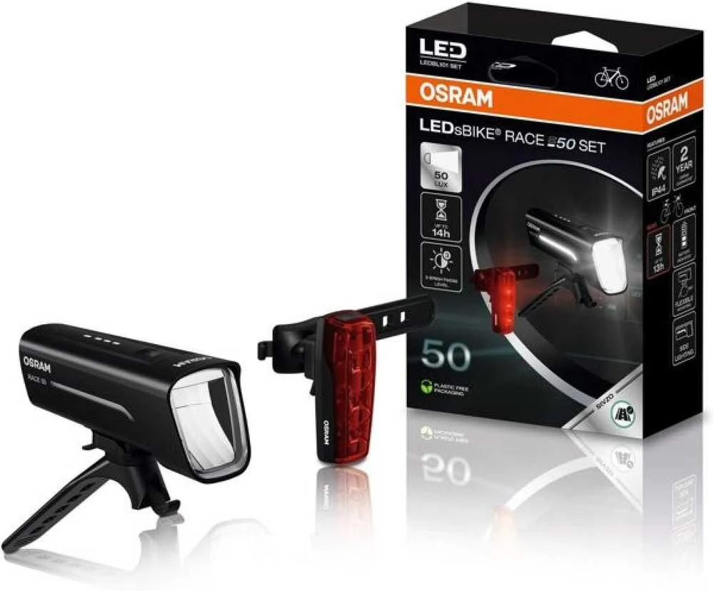Dviračių žibintų rinkinys Osram LED, plastikas, juoda