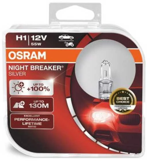 Osram Night Breaker H1 lemputės pakuotėje