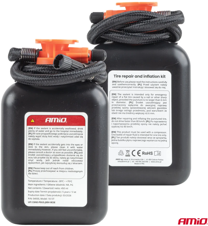 Padangų remonto komplektas su kompresoriumi 31 mm 12 V amio-04930