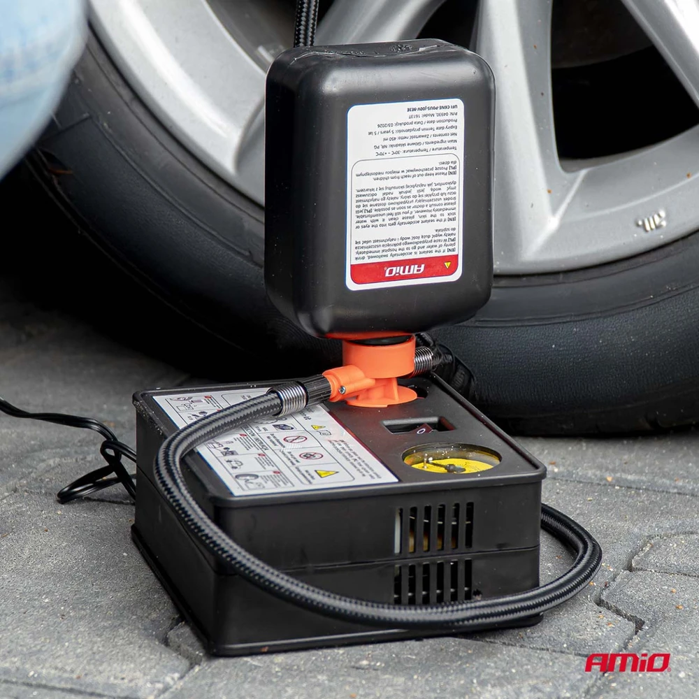 Padangų remonto komplektas su kompresoriumi 31 mm 12 V amio-04930