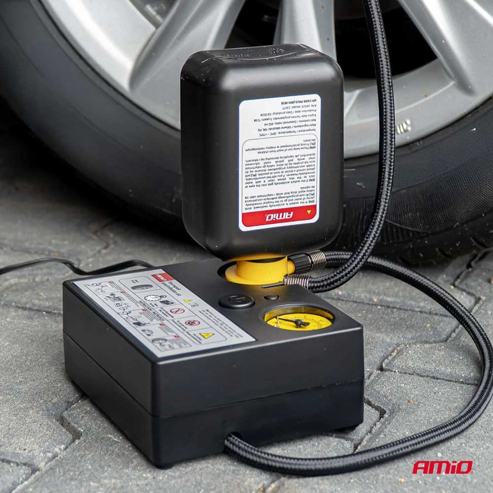 Padangų remonto komplektas su kompresoriumi 19 mm 12 V amio-04929