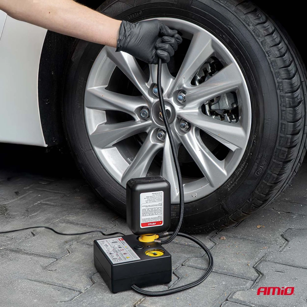 Padangų remonto komplektas su kompresoriumi 19 mm 12 V amio-04929
