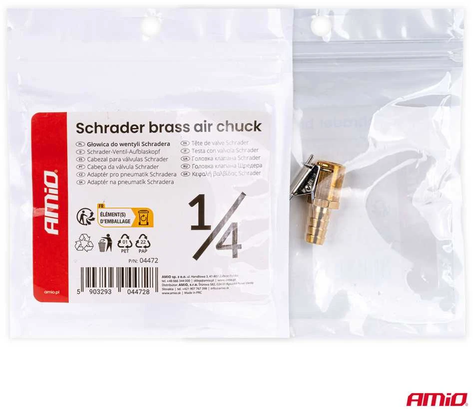 Padangų vožtuvų pripūtimo galvutė Schrader 1/4" NPT AMIO-04472