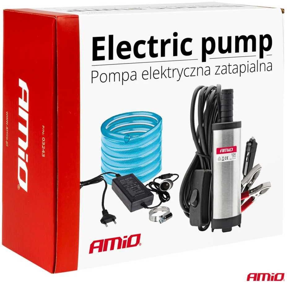 Panardinamoji elektrinė dyzelinio kuro siurbimo pompa 38 mm 12V/230V su žarna AMIO-03243
