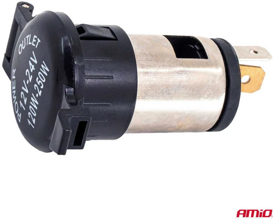 Papildomas maitinimo lizdas su dangteliu 250W 12V/24V, AMIO-04434