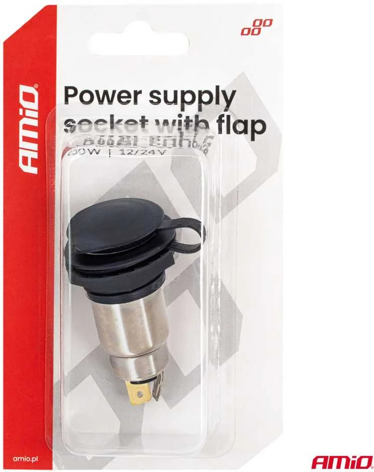 Papildomas maitinimo lizdas su dangteliu, 250W, 12/24V AMIO-04462