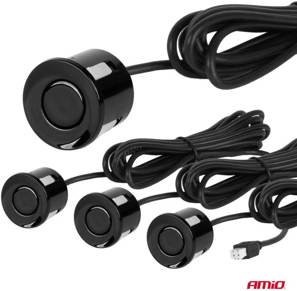 Parkavimo pagalbos sistema LED, 4 juodi jutikliai 22 mm AMIO-01565