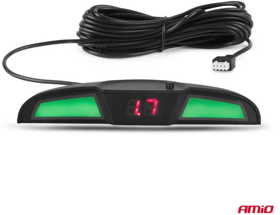 Parkavimo pagalbos sistema LED COB, 4 juodi jutikliai, vidinis montavimas 16,5 mm AMIO-02285