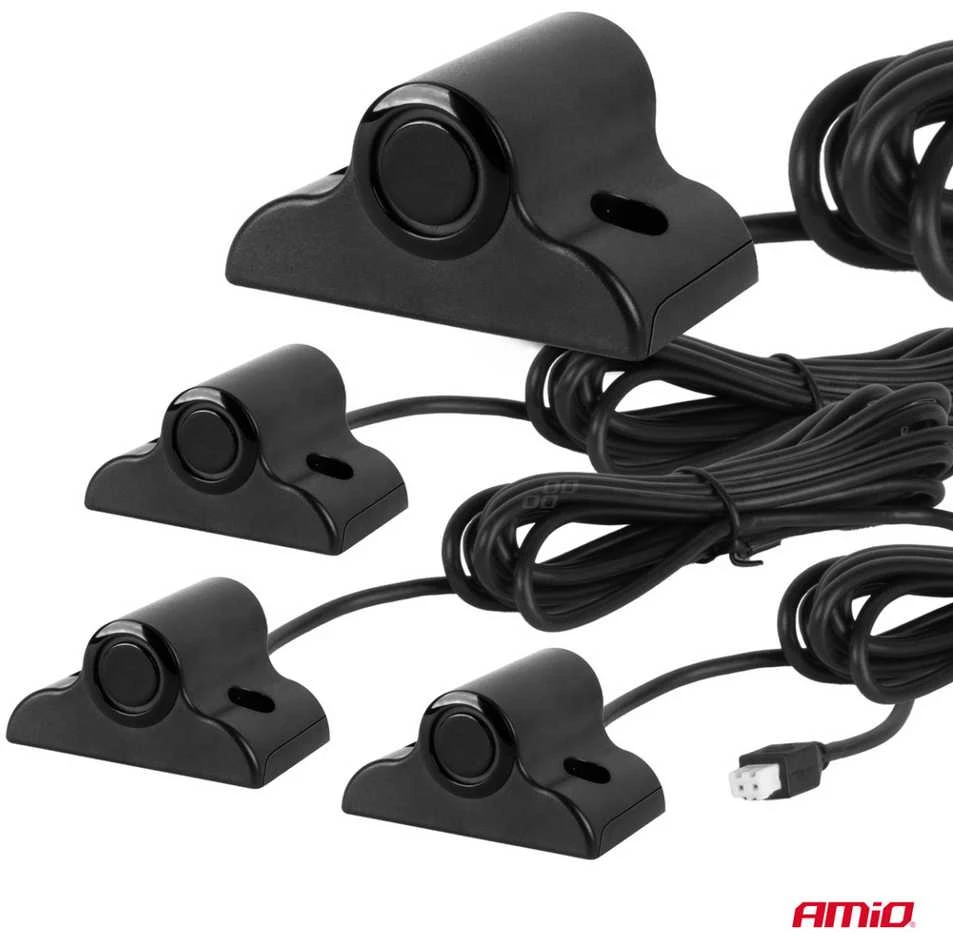 Parkavimo pagalbos sistema LED-GRAF 3D, 4 juodi jutikliai 19 mm, sunkvežimiams AMIO-03189