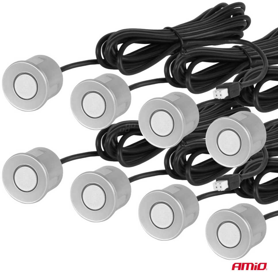 Parkavimo pagalbos sistema LED-GRAF 3D, 8 sidabro spalvos jutikliai 21,5 mm AMIO-03193