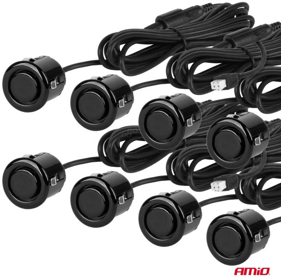 Parkavimo pagalbos sistema LED-GRAF 3D, 8 juodi spalvos jutikliai GOLD 18 mm AMIO-03192
