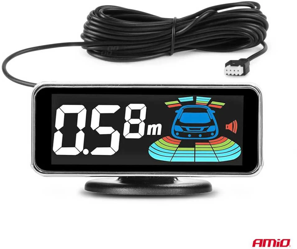 Parkavimo pagalbos sistema LED-GRAF 3D, 8 juodi spalvos jutikliai GOLD 18 mm AMIO-03192