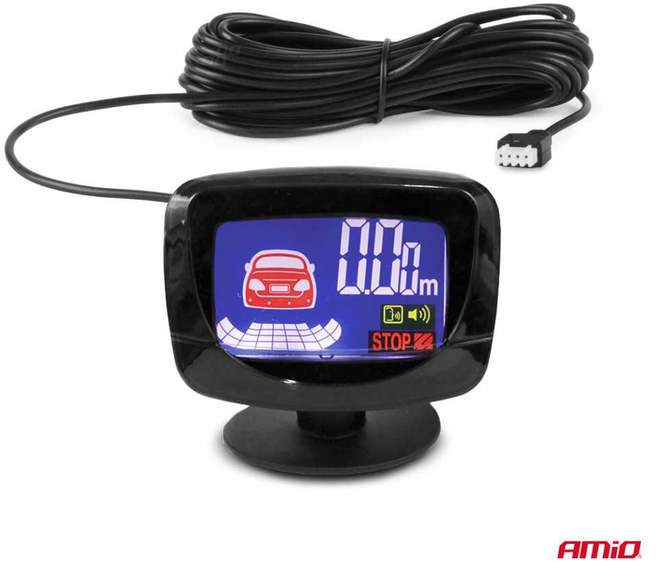 Parkavimo pagalbos sistema LED-GRAF, 4 juodi jutikliai 19 mm, sunkvežimiams AMIO-02280