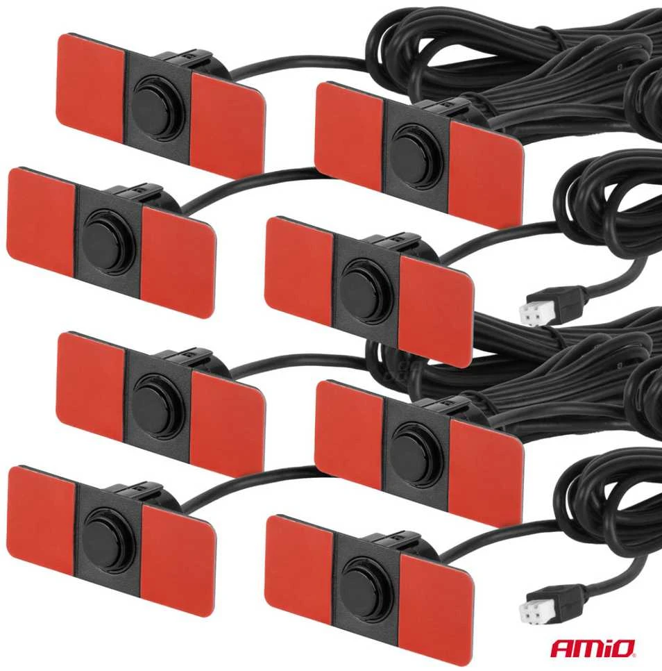 Parkavimo pagalbos sistema LED-GRAF, 8 juodi jutikliai 16,5 mm, vidinis montavimas AMIO-02258