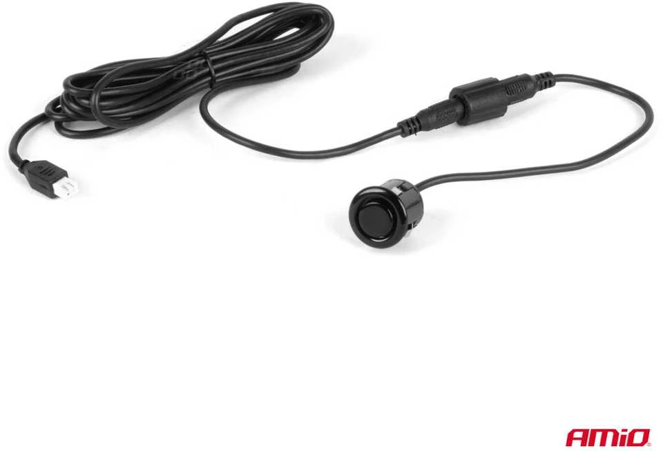 Parkavimo pagalbos sistema su garso signalu, 4 juodi jutikliai GOLD 18 mm AMIO-01576