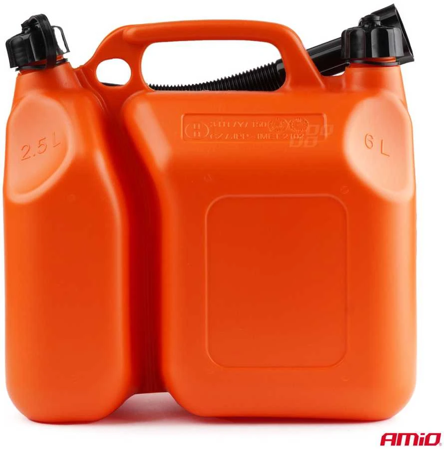 Plastikinis dviejų skyrių kuro kanistras 6 L + 2,5 L AMIO-03208