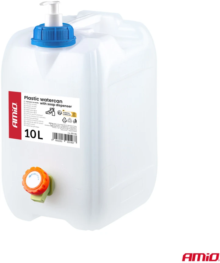 Vandens talpa plastikinėje pakuotėje mėlyna su čiaupu ir muilo dozatoriumi 10 l amio-05146