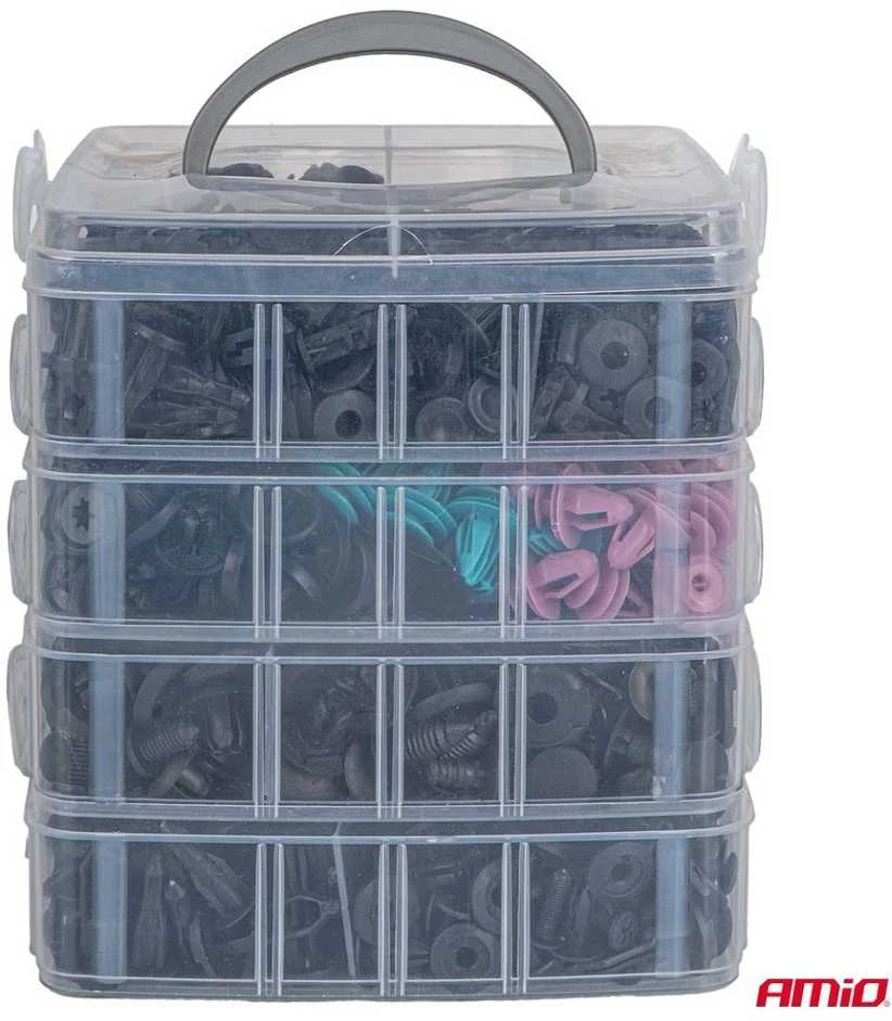 Plastiko suvirinimo rinkinys su kaiščiais ir segtukais, 1211 vnt. AMIO-04746
