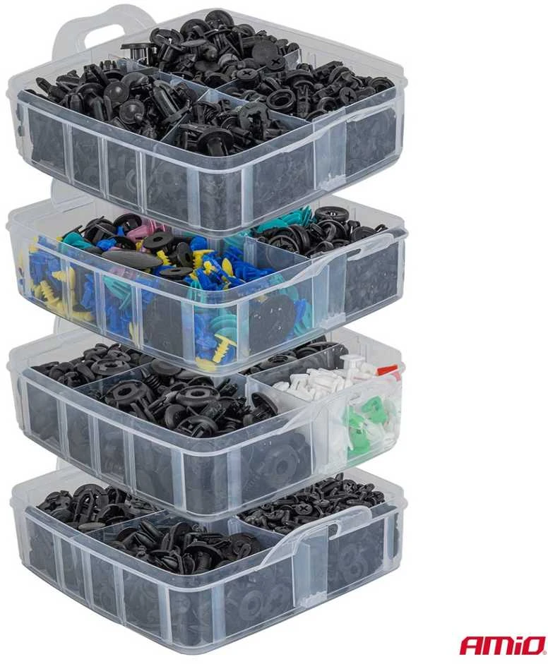 Plastiko suvirinimo rinkinys su kaiščiais ir segtukais, 1211 vnt. AMIO-04746