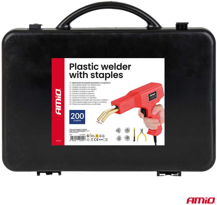 Plastiko suvirinimo rinkinys su segtukais, 200 vnt. AMIO-04745