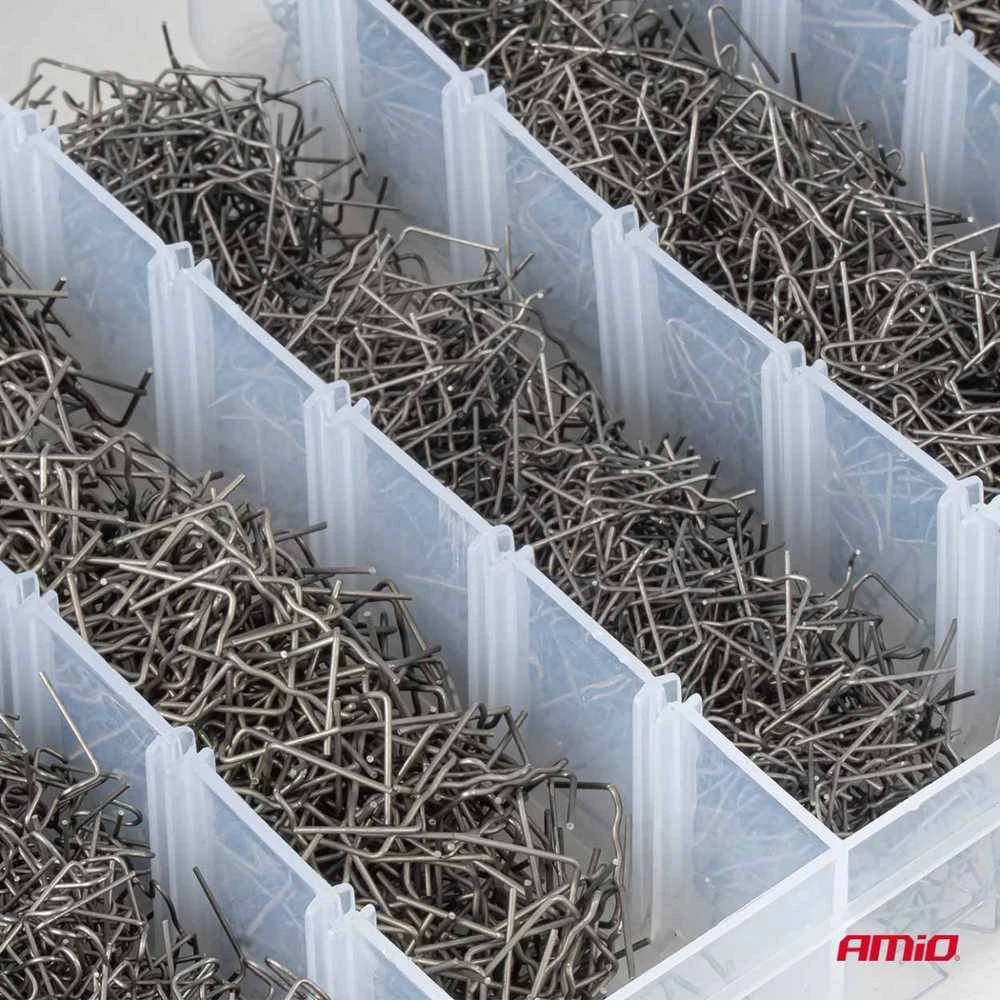 Plastiko suvirinimo segtukų rinkinys, 3000 vnt. AMIO-04743