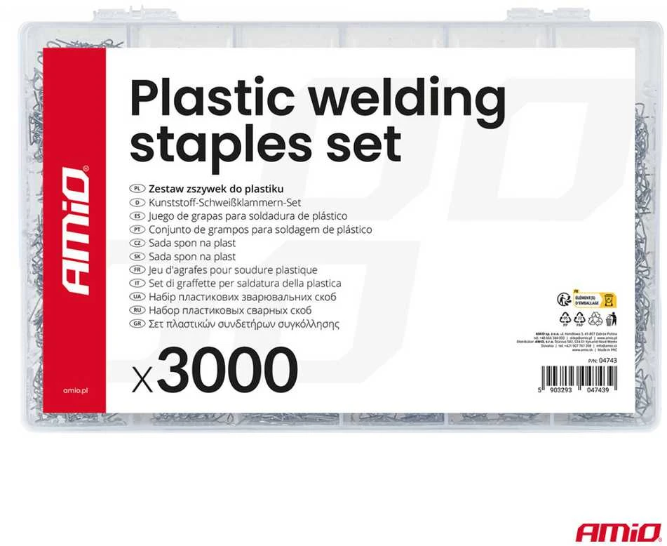 Plastiko suvirinimo segtukų rinkinys, 3000 vnt. AMIO-04743