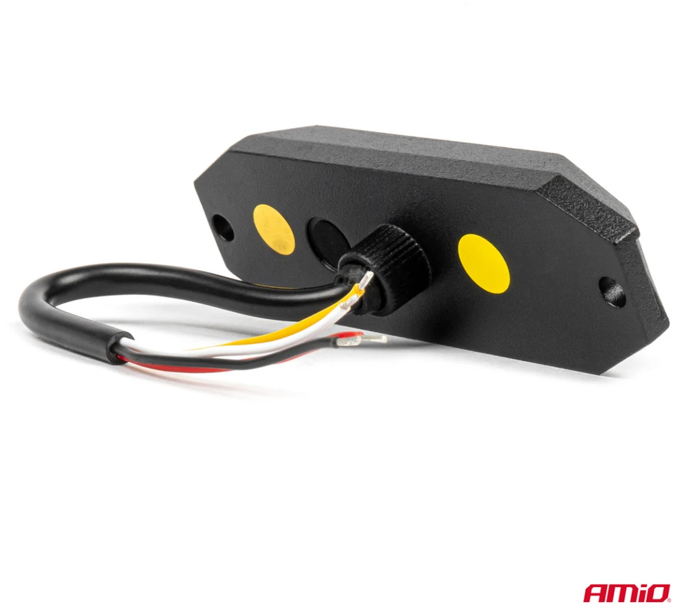 Plokščia LED įspėjamoji blykstės lempa, oranžinė, 4x3W, R65 R10, 12V/24V, IP6K9K AMIO-03929