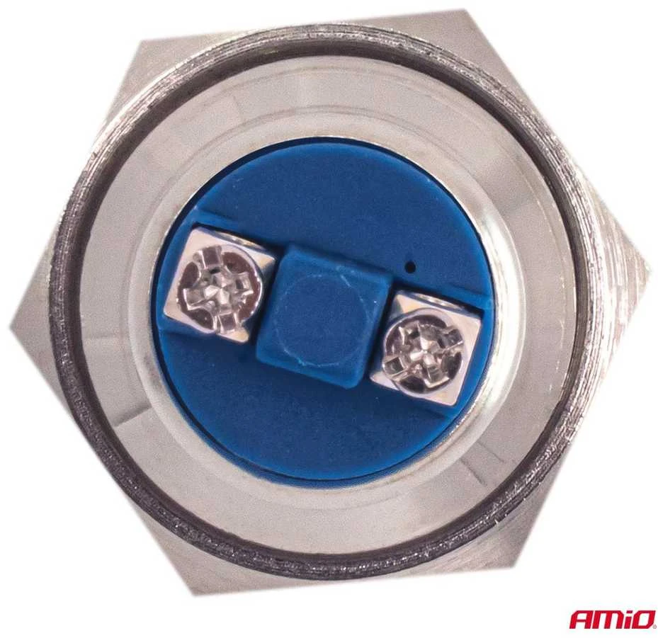 Akumuliatorius Plokščias apvalus momentinis mygtukas, 19 mm, 5 A, 12/230 V AMIO-04436