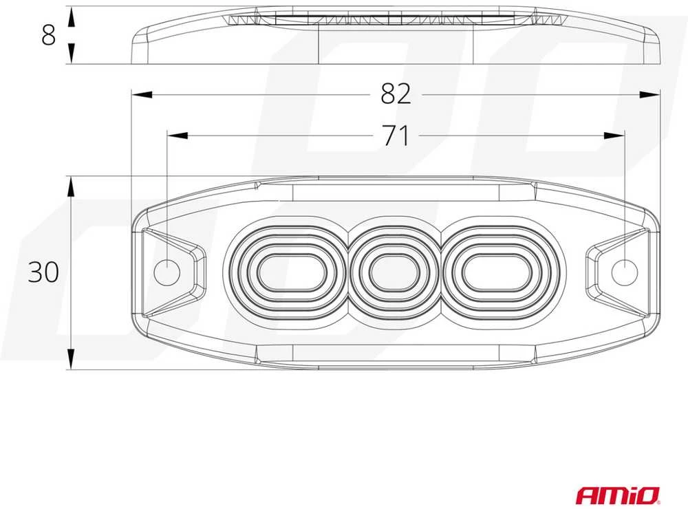 Įspėjamasis LED žibintas Amio IP67