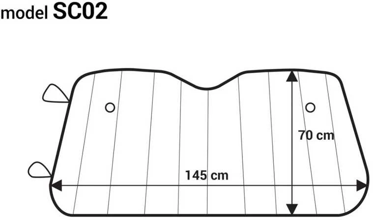Priekinio stiklo apsauga 145x70 cm, sidabrinė, PE burbulinė AMIO-01532