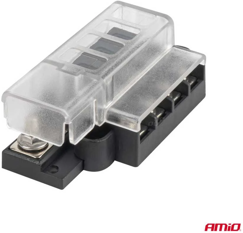 Saugiklių dėžutė, 4 lizdų su varžtiniais gnybtais AMIO-03835