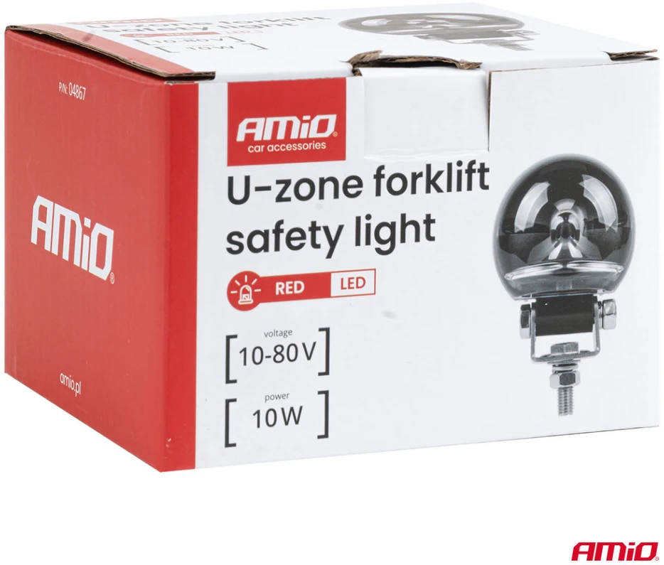 Saugos zonos šviestuvas šakiniams krautuvams, U formos su raudona šviesa, 10W 10–80V IP6K9K AMIO-04867