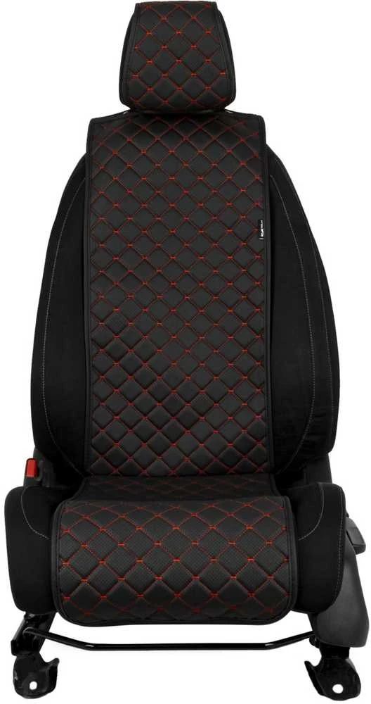 Sėdynės užvalkalas EVAtech ECO Basic, 1 vnt. - juoda / juodi kraštai / raudonos siūlės