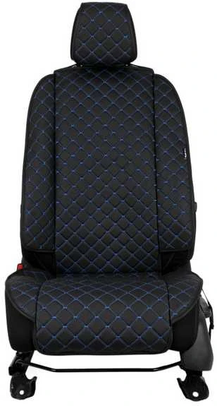 Sėdynės užvalkalas EVAtech ECO Max, 1 vnt. - juoda / juodi kraštai / mėlynos siūlės