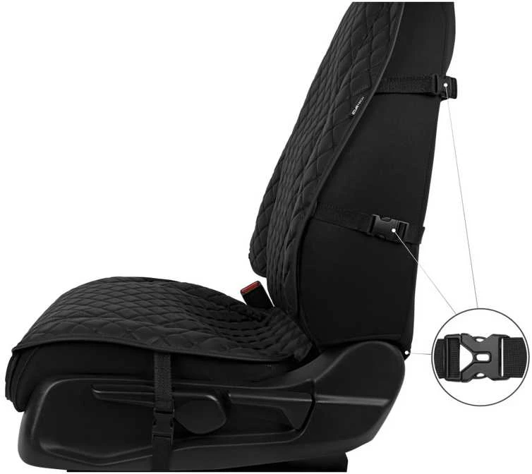 Sėdynės užvalkalas EVAtech ECO Max, 1 vnt. - juoda / juodi kraštai / juodos siūlės