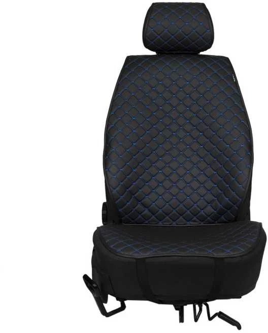 Sėdynės užvalkalas EVAtech ECO PRO, 1 vnt. - juoda / juodi kraštai / mėlynos siūlės