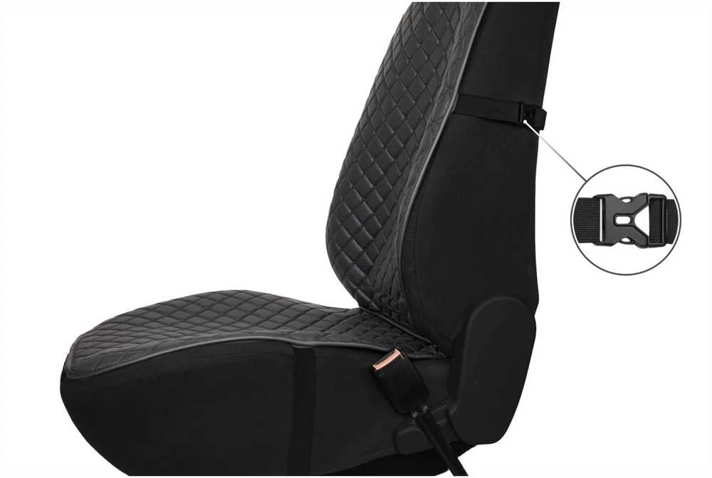 Sėdynės užvalkalas EVAtech ECO PRO, 1 vnt. - juoda / juodi kraštai / juodos siūlės
