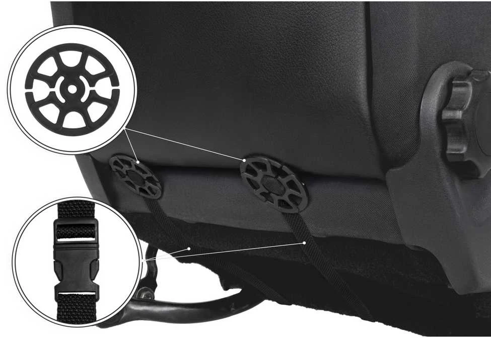 Sėdynės užvalkalas EVAtech ECO PRO, 1 vnt. - juoda / juodi kraštai / mėlynos siūlės