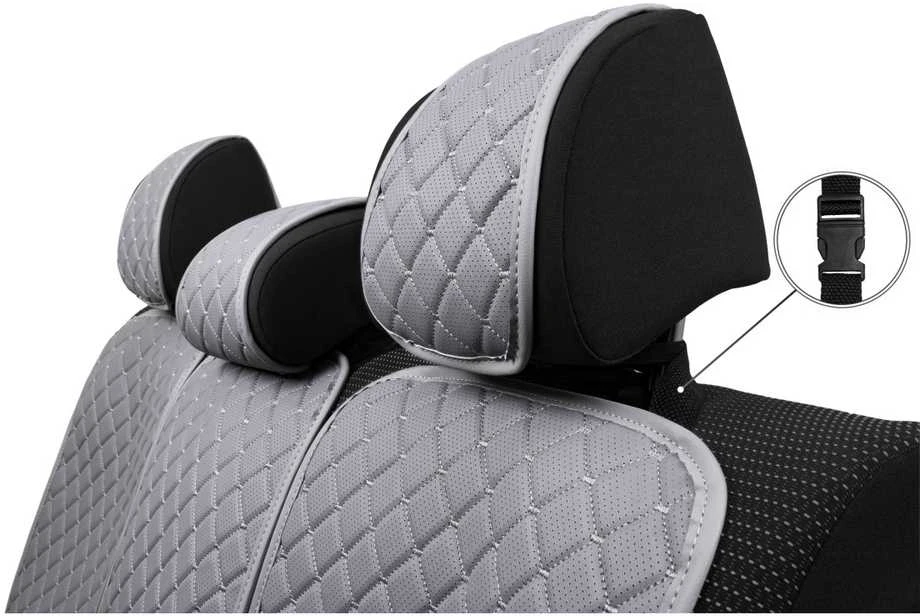 Sėdynės užvalkalų komplektas EVAtech ECO Max, 3 vnt. - pilka / pilki kraštai / pilkos siūlės