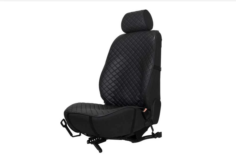 Sėdynės užvalkalų komplektas EVAtech ECO PRO, 3 vnt. - juoda / juodi kraštai / juodos siūlės